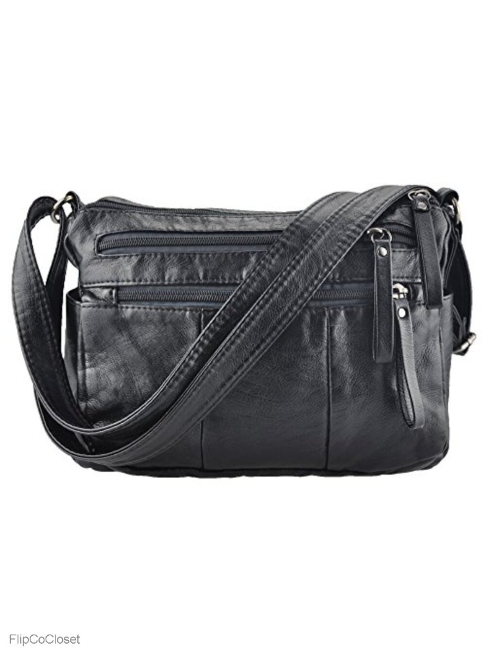 Washed PU Leather Crossbody Bag Soft Lightweight Shoulder Purse for Travel